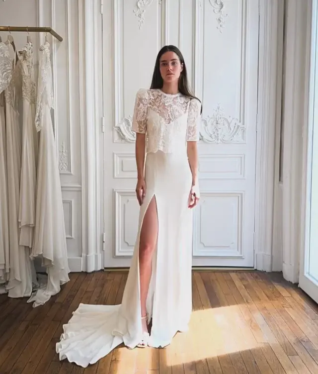 MAY ➕ The May gown by @carolinetakvorian.  Light as air, refined to perfection - silk and lace in harmony . . . #themewsloves